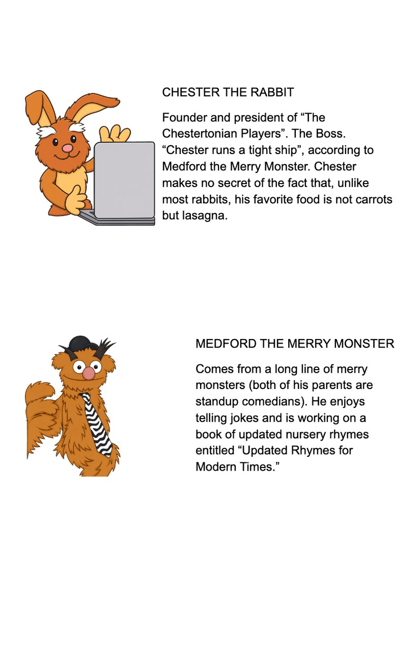 Show 3 playbill, inside left page: Chester the Rabbit and Medford the Merry Monster